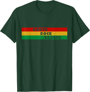 Roots Rock Reggae Rasta Red Gold & Green Striped Horizontal T-Shirt - T-Shirt | Forest