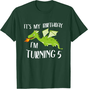 It's My Birthday Dragon I'm Turning 5 Years Old T-Shirt - T-Shirt | Forest