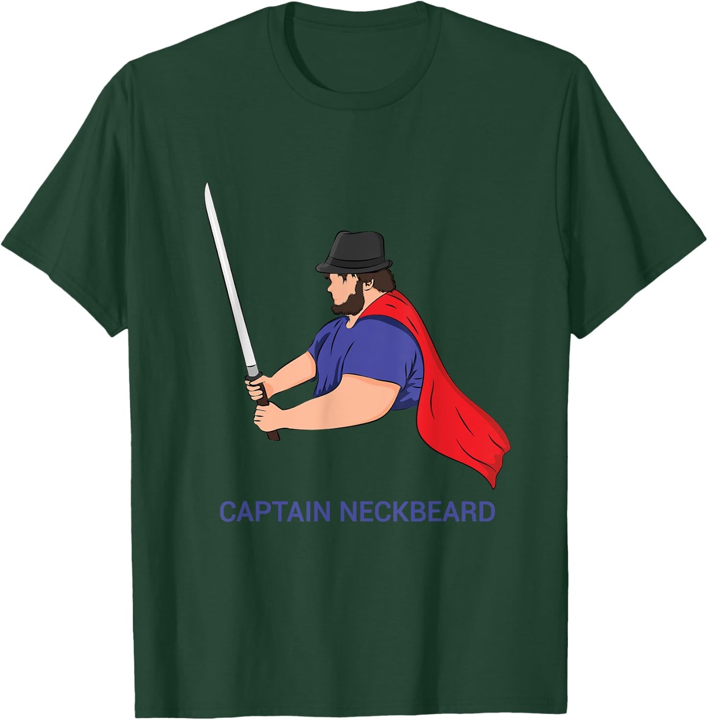 Captain Neckbeard Fedora M'lady Katana Waifu Dank Meme Sire T-Shirt - T-Shirt | Forest