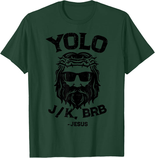 Easter Shirts Women Men Kids Children Easter Gift Yolo Jk Brb Jesus Funny Easter Day Ressurection Christians -Adults, -Kids Grey Classic Fit Short Sleeve T-Shirt - T-Shirt | Forest