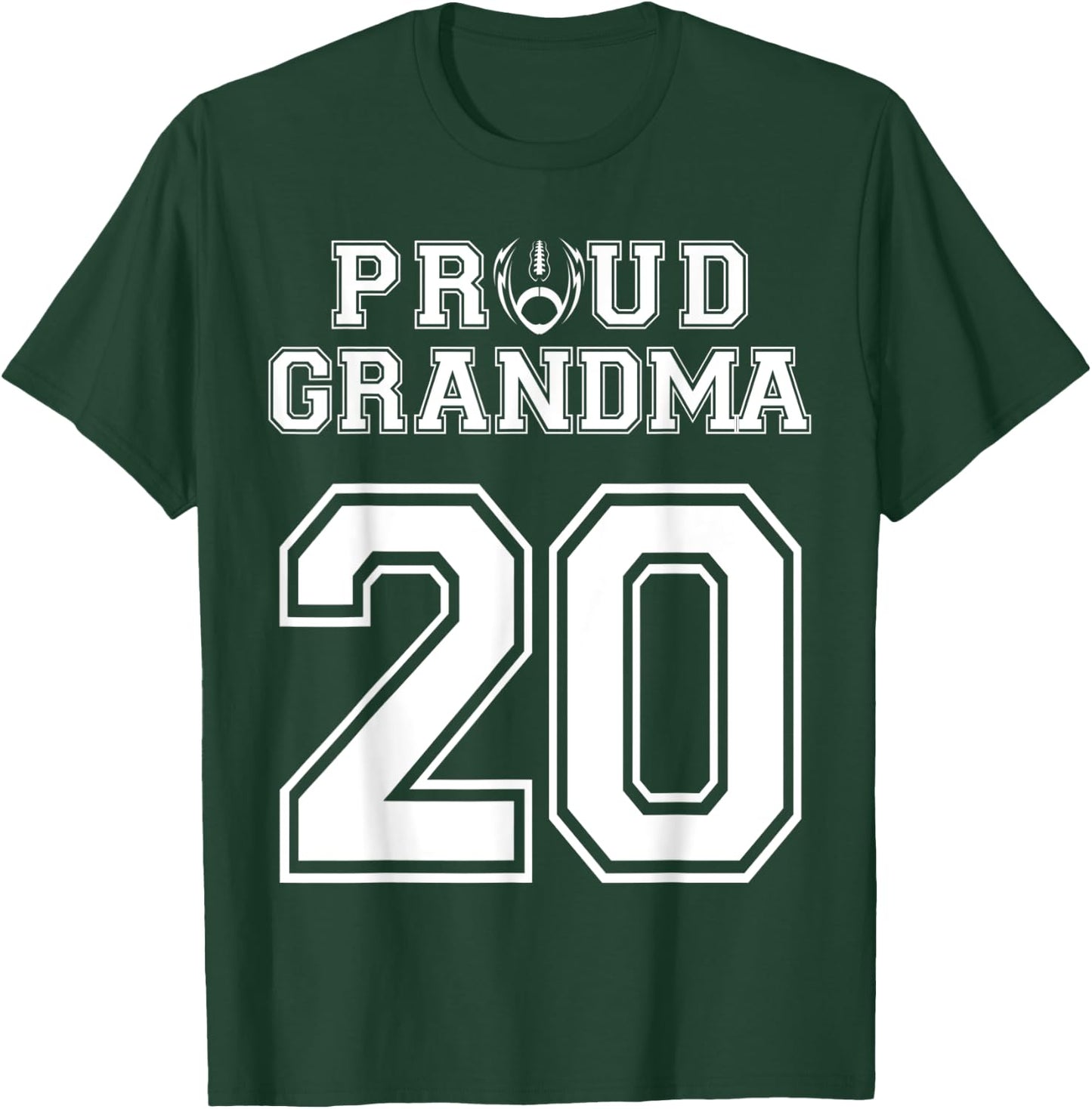 Custom Proud Football Grandma Number 20 Personalized Women T-Shirt - T-Shirt | Forest