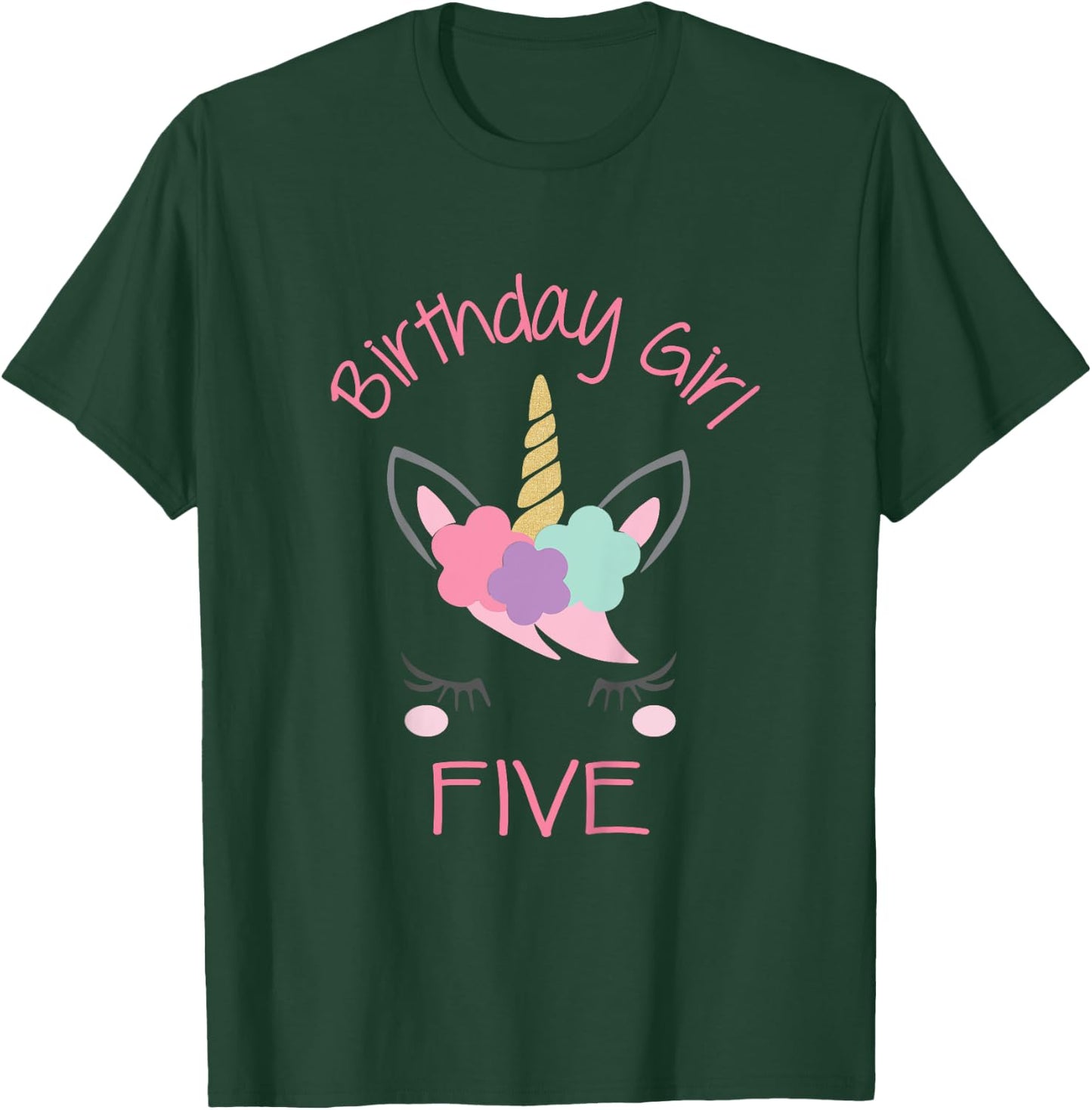 5th Birthday Unicorn Outfit, 5th Birthday Girl Shirt T-Shirt - T-Shirt | Forest