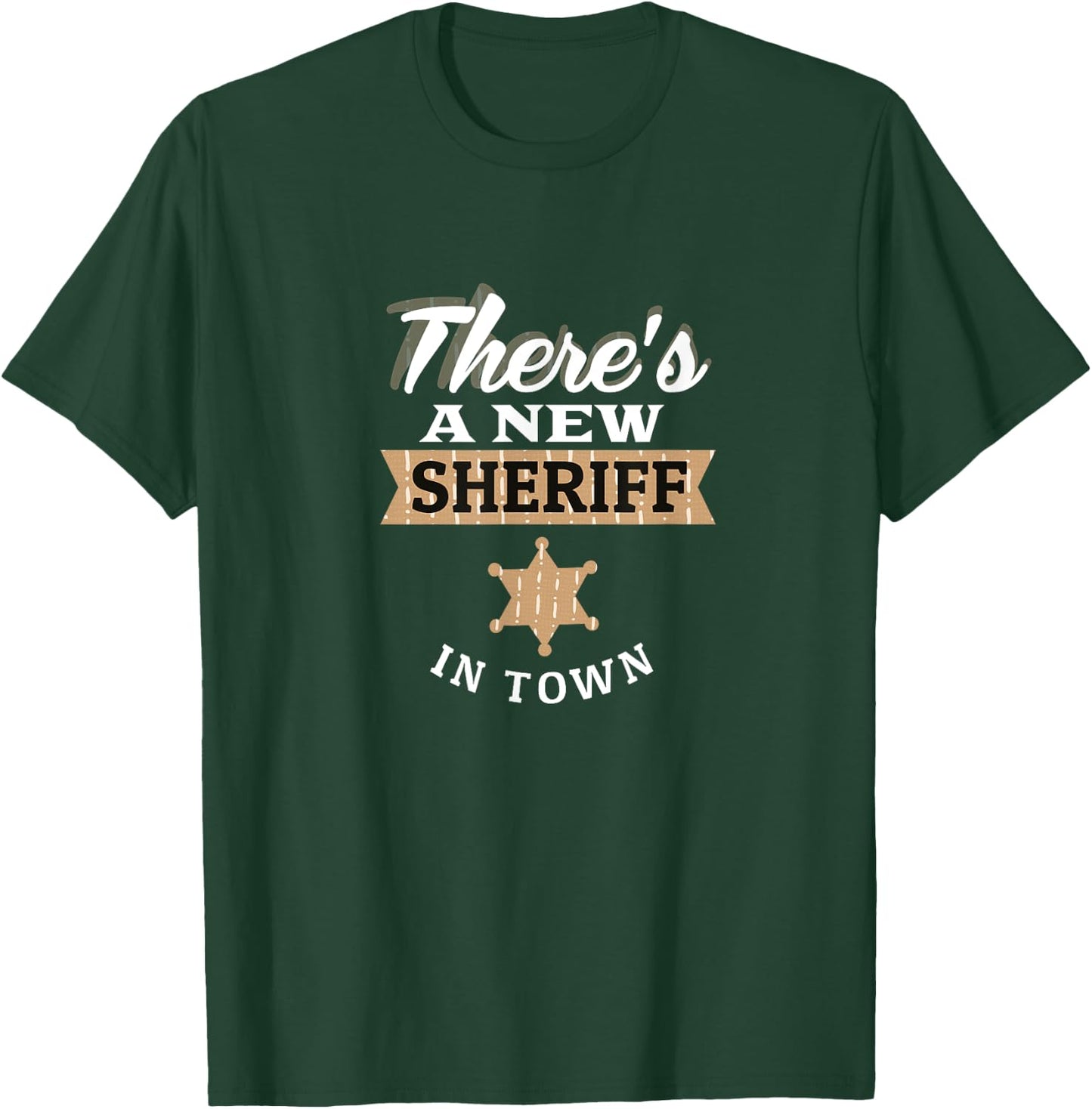 Kids New Sheriff in Town Funny Deputy Cowboy Costume T-Shirt - T-Shirt | Forest