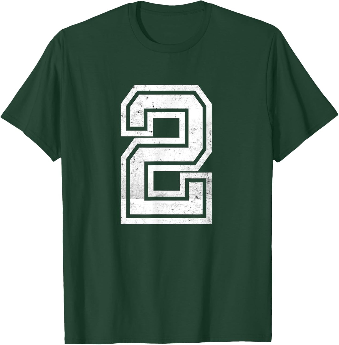 Distressed Number #2 Sport White Varsity Number T-Shirt - T-Shirt | Forest