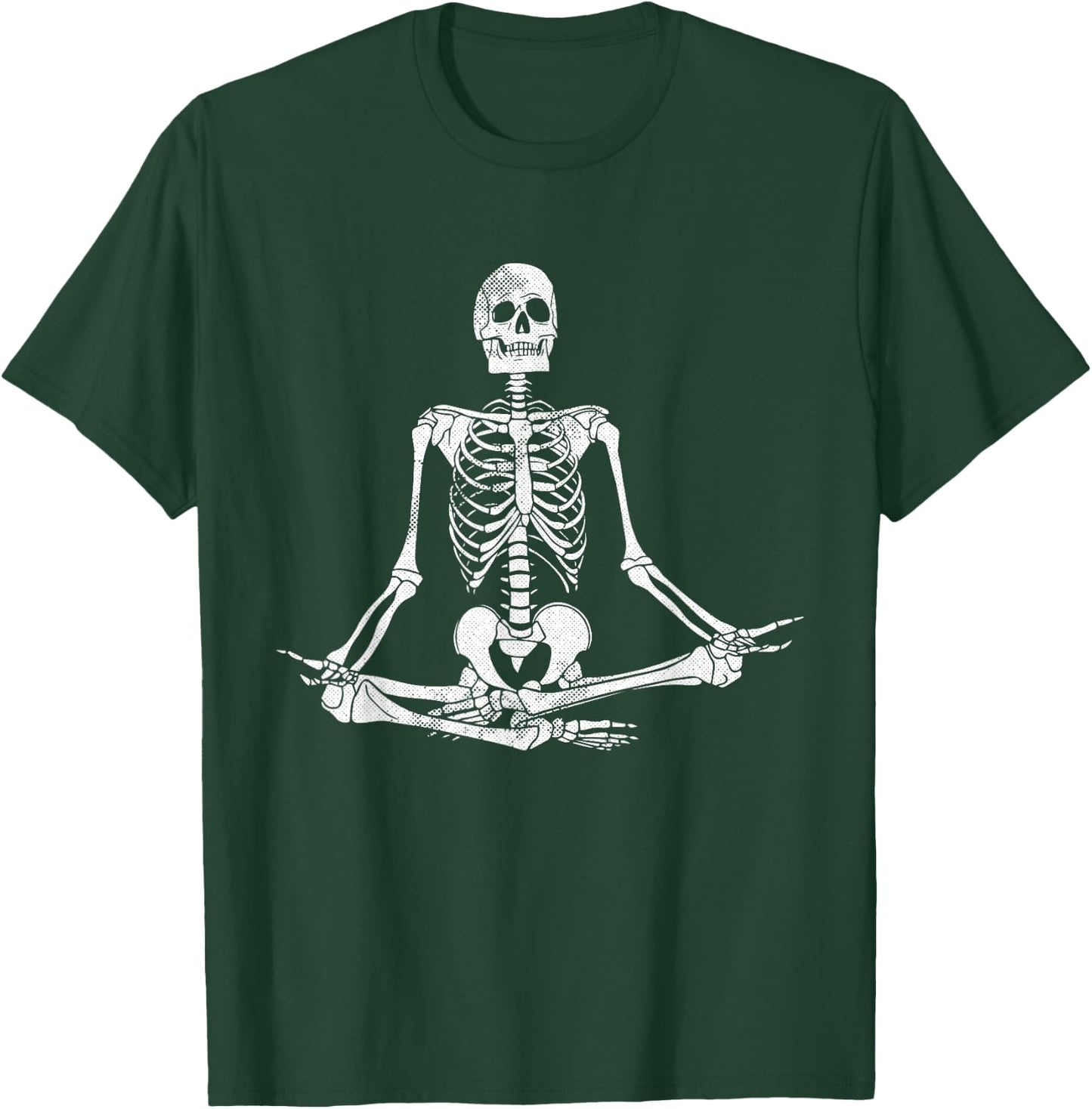 Meditating Skeleton Lazy Halloween Costume Funny Skull Yoga T-Shirt - T-Shirt | Forest