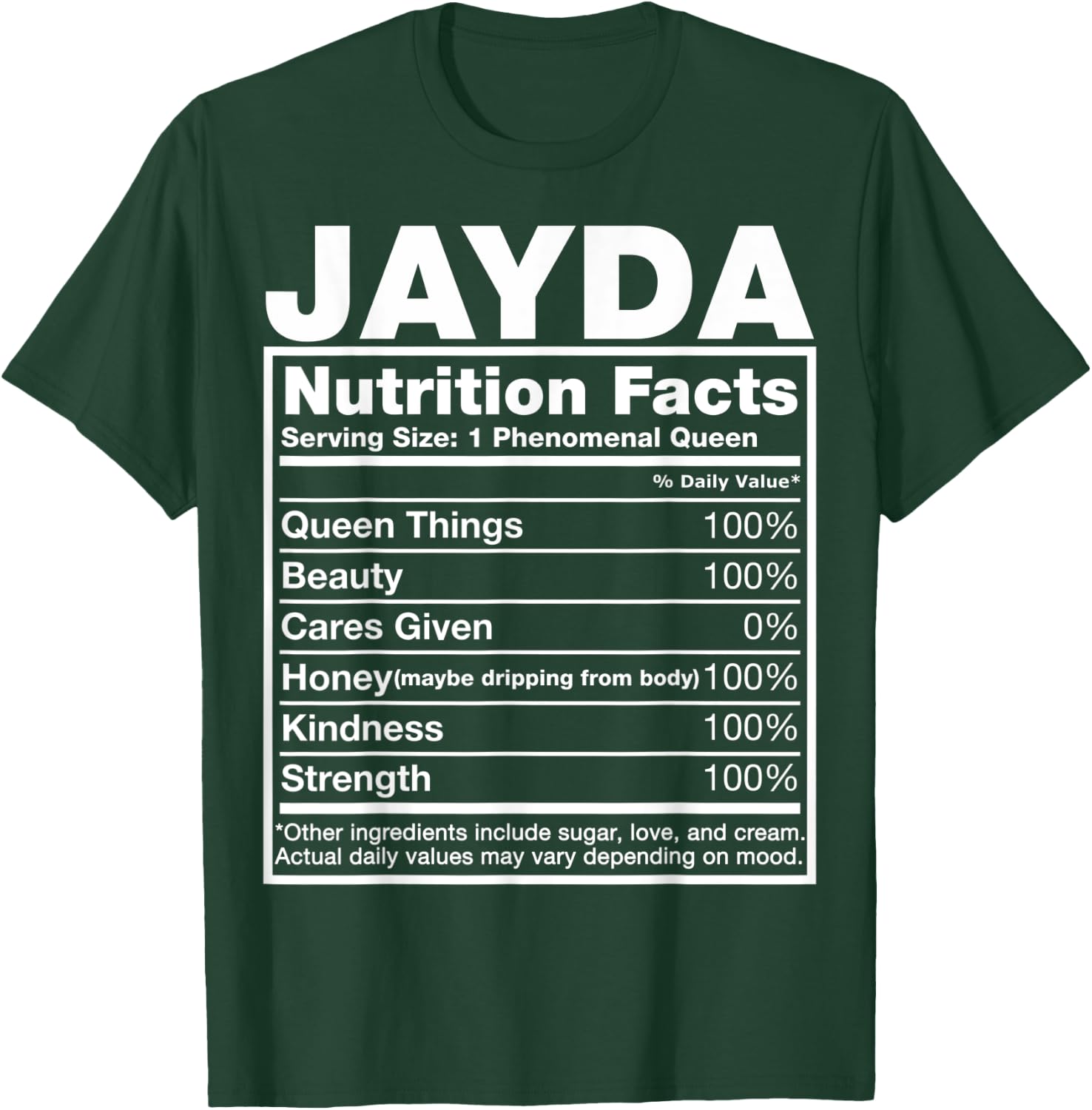 Jayda Nutrition Facts Jayda Name Birthday Shirt T-Shirt - T-Shirt | Forest