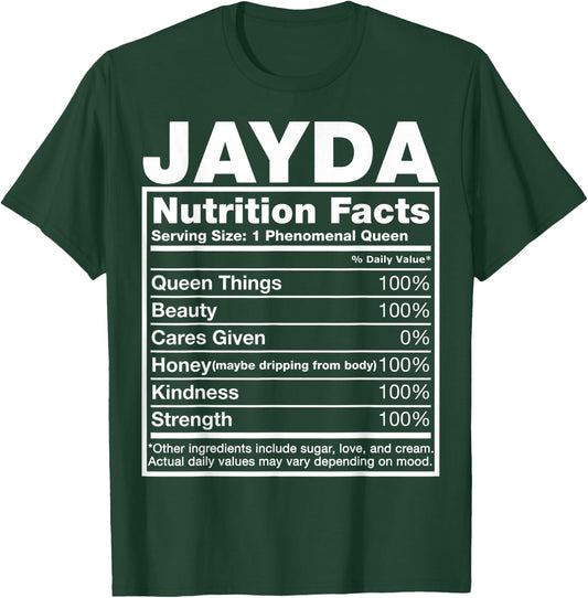 Jayda Nutrition Facts Jayda Name Birthday Shirt T-Shirt - T-Shirt | Forest