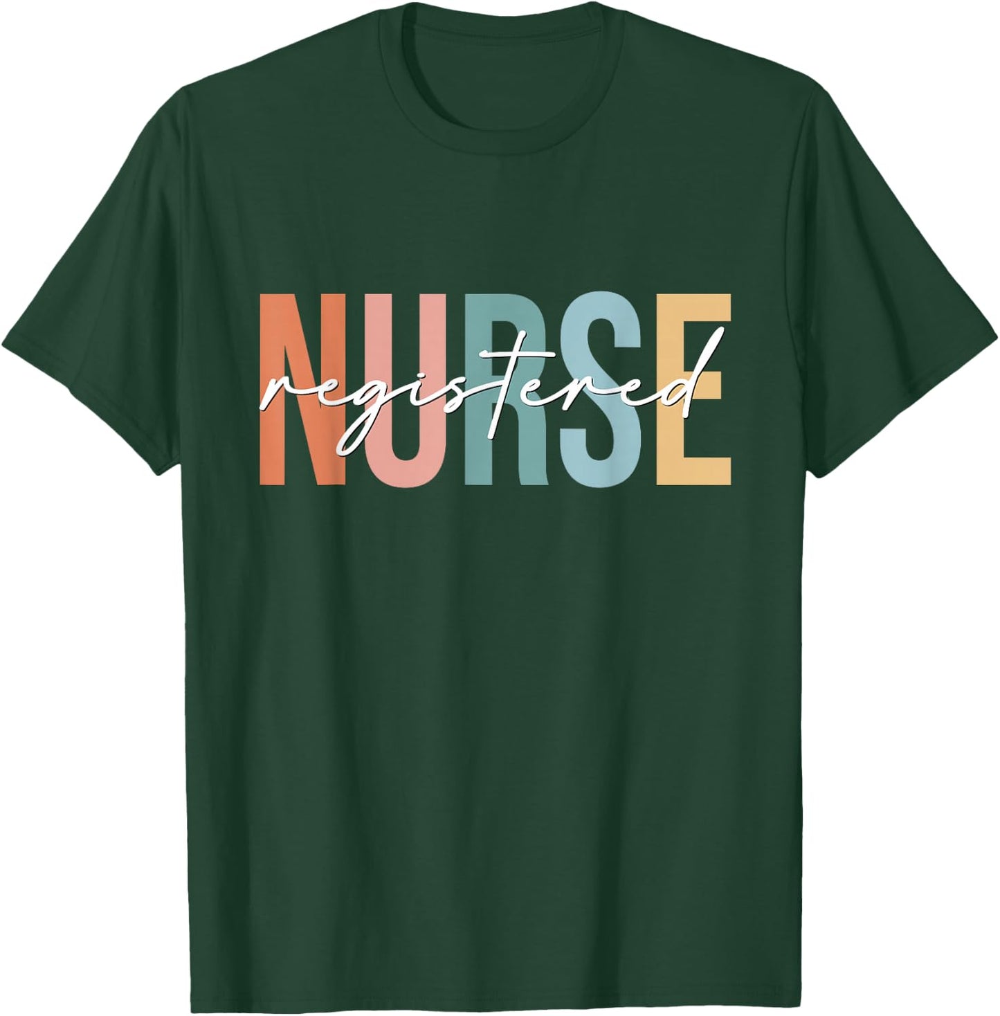 Boho Retro Vintage Registered Nurse Stethoscope Nursing T-Shirt - T-Shirt | Forest