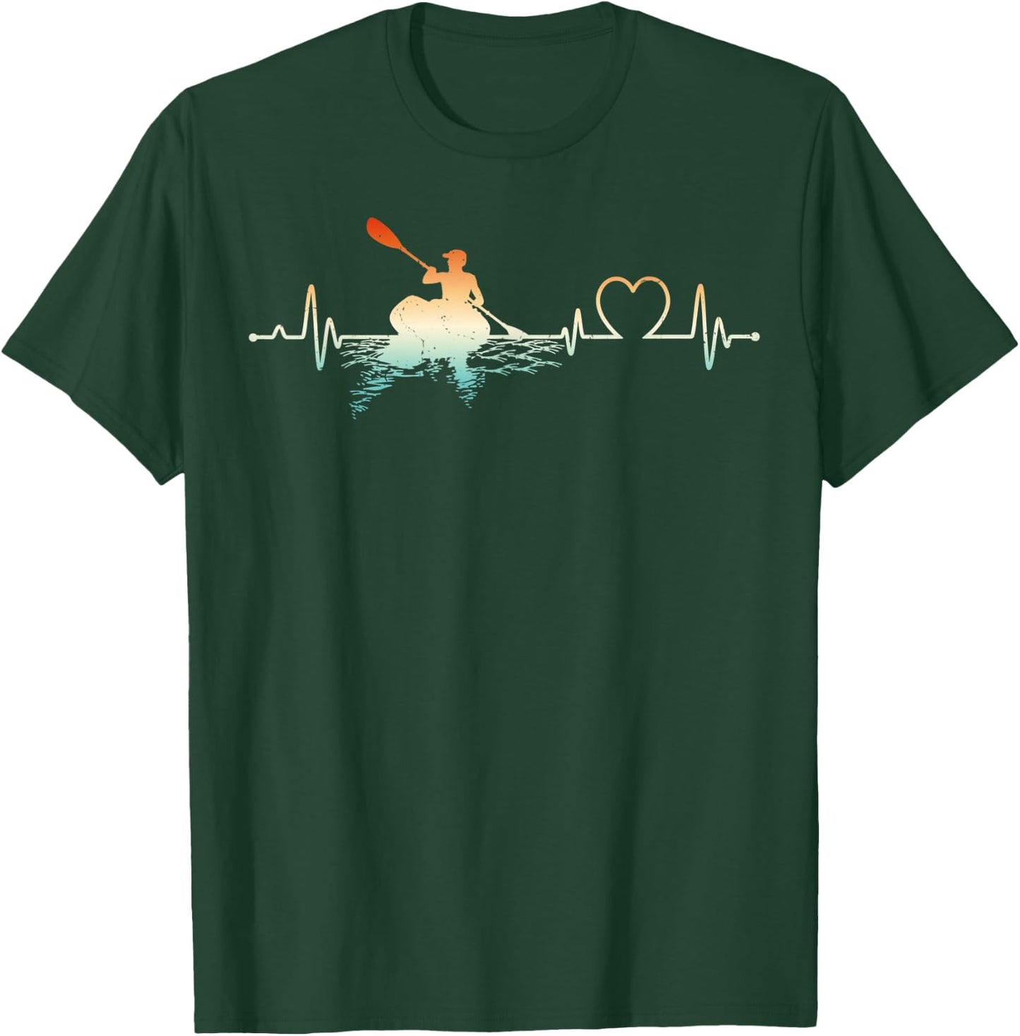 Funny Kayaking Lover Heartbeat Kayak Boat Kayaker T-Shirt - T-Shirt | Forest