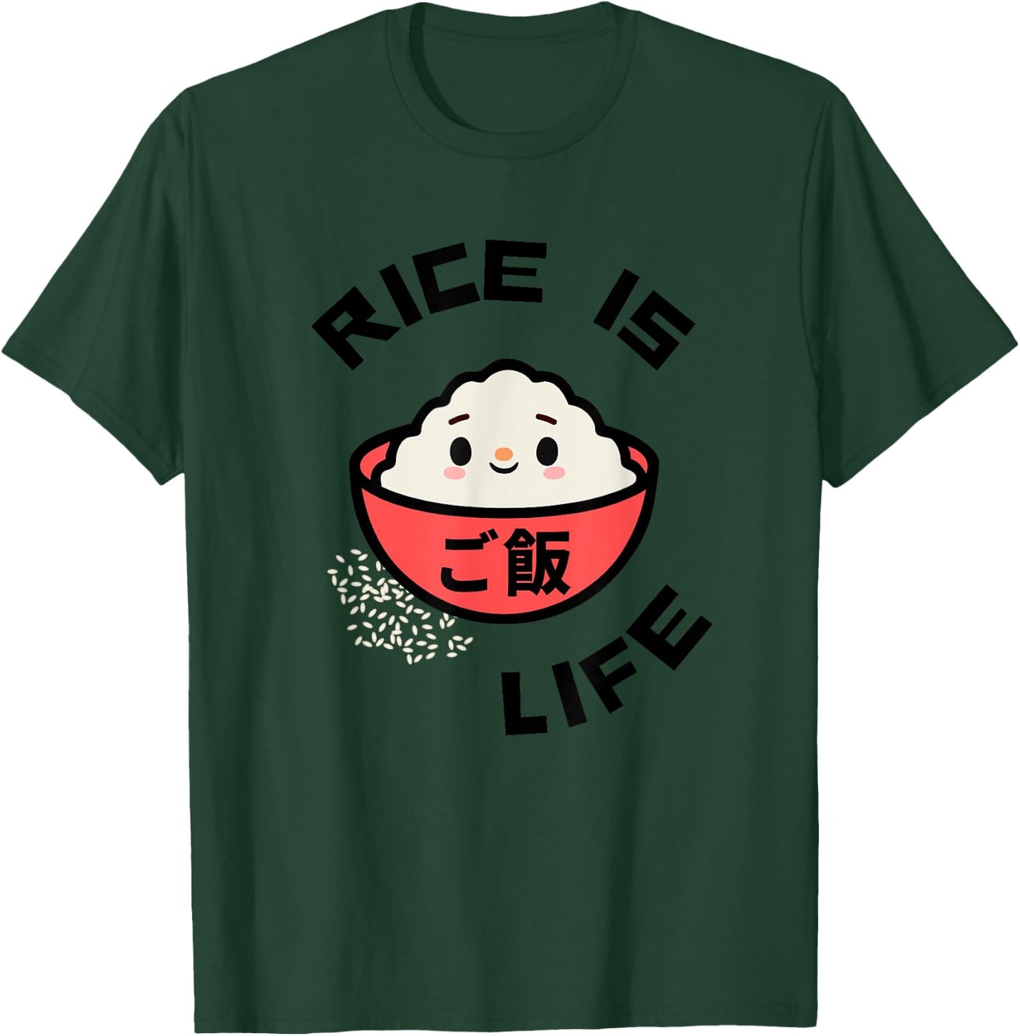 Rice is Life Red Rice Bowl Asian Food Gohan Rice T-Shirt - T-Shirt | Forest