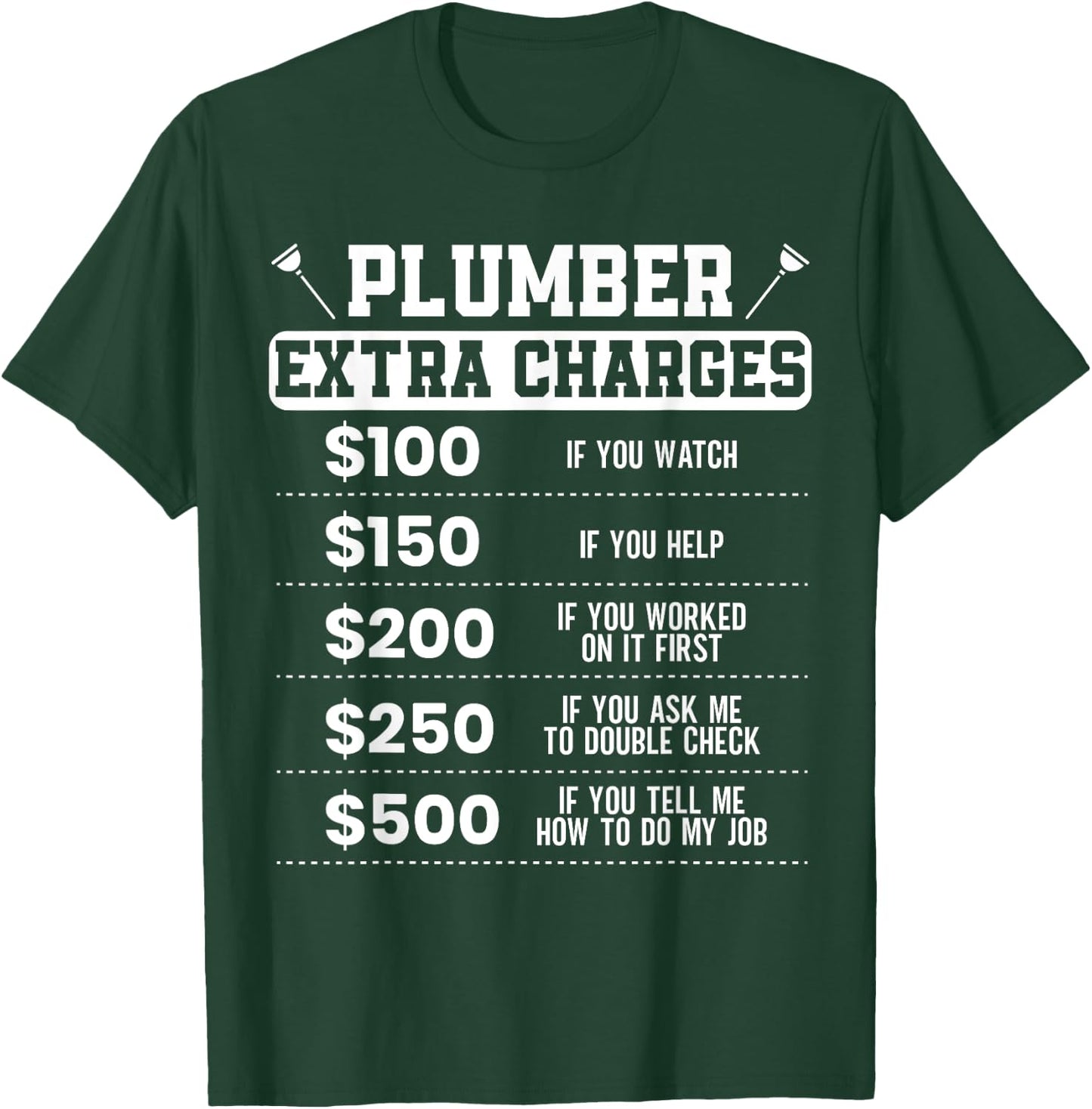 Plumber Extra Charges Plumbing Pipefitter Drain Surgeon Gift T-Shirt - T-Shirt | Forest