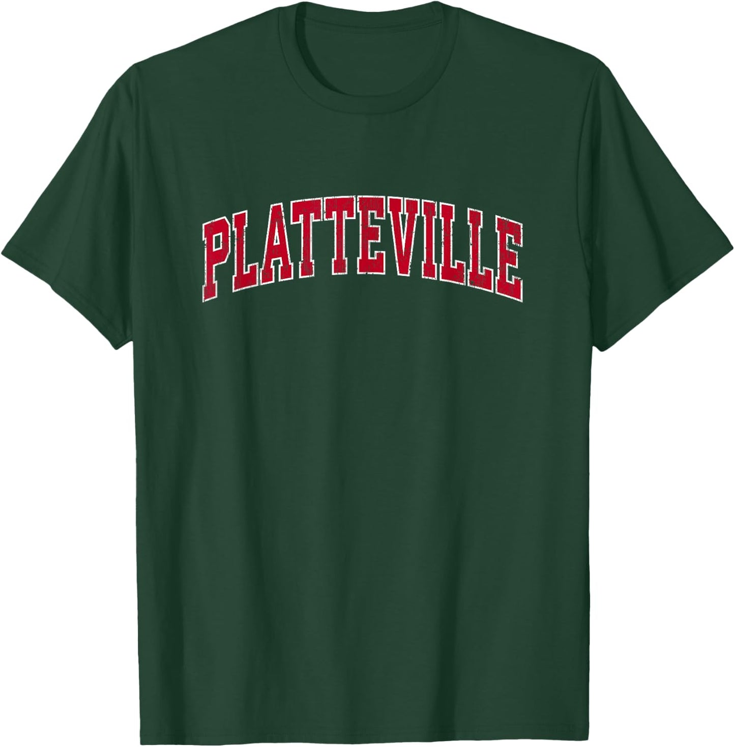 Platteville Wisconsin WI Vintage Sports Design Red Design T-Shirt - T-Shirt | Forest