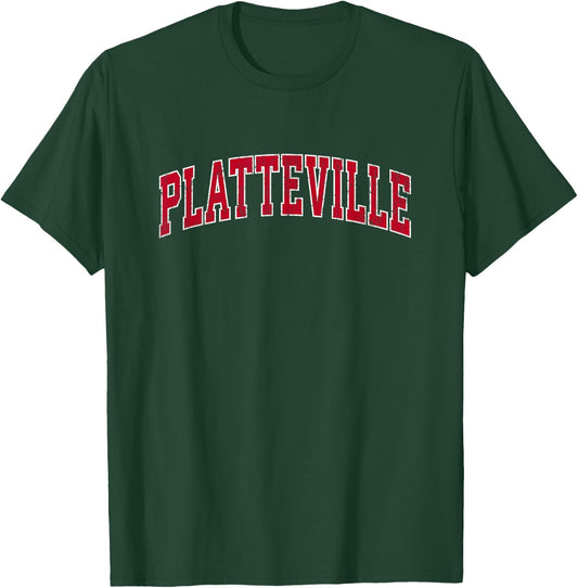 Platteville Wisconsin WI Vintage Sports Design Red Design T-Shirt - T-Shirt | Forest