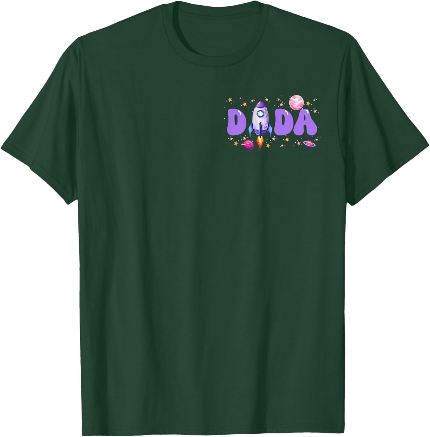 Two The Moon Dada of The Birthday Girl Astronaut Family T-Shirt - T-Shirt | Forest