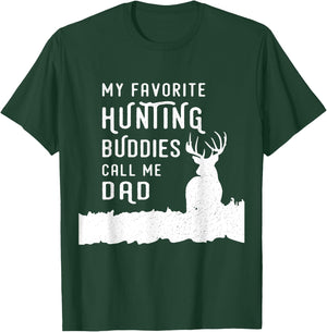 Hunter Dad Hunts Deer With Kids Sons Daughter Gift From Kids T-Shirt - T-Shirt | Forest