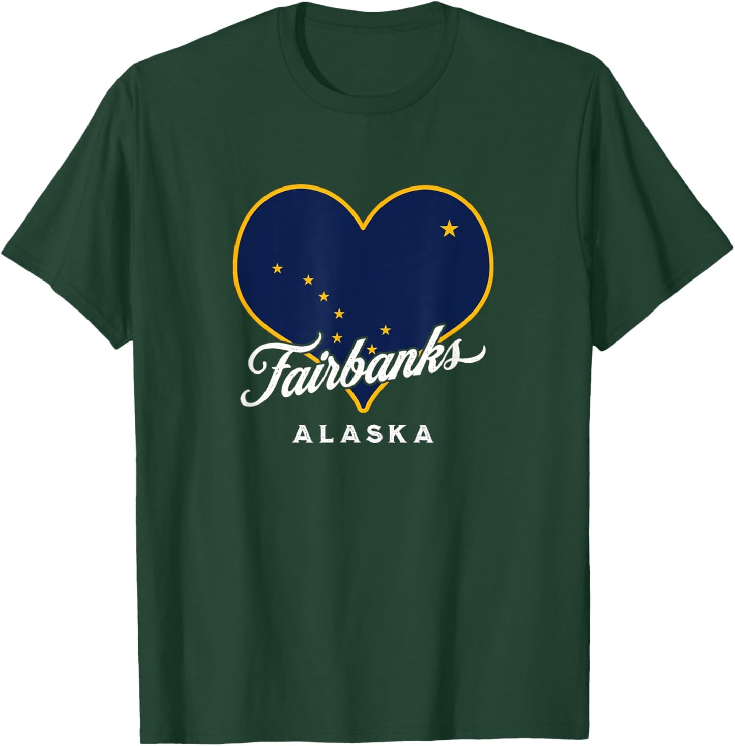 Fairbanks Alaska USA State Flag in Heart Big Dipper Souvenir T-Shirt - T-Shirt | Forest
