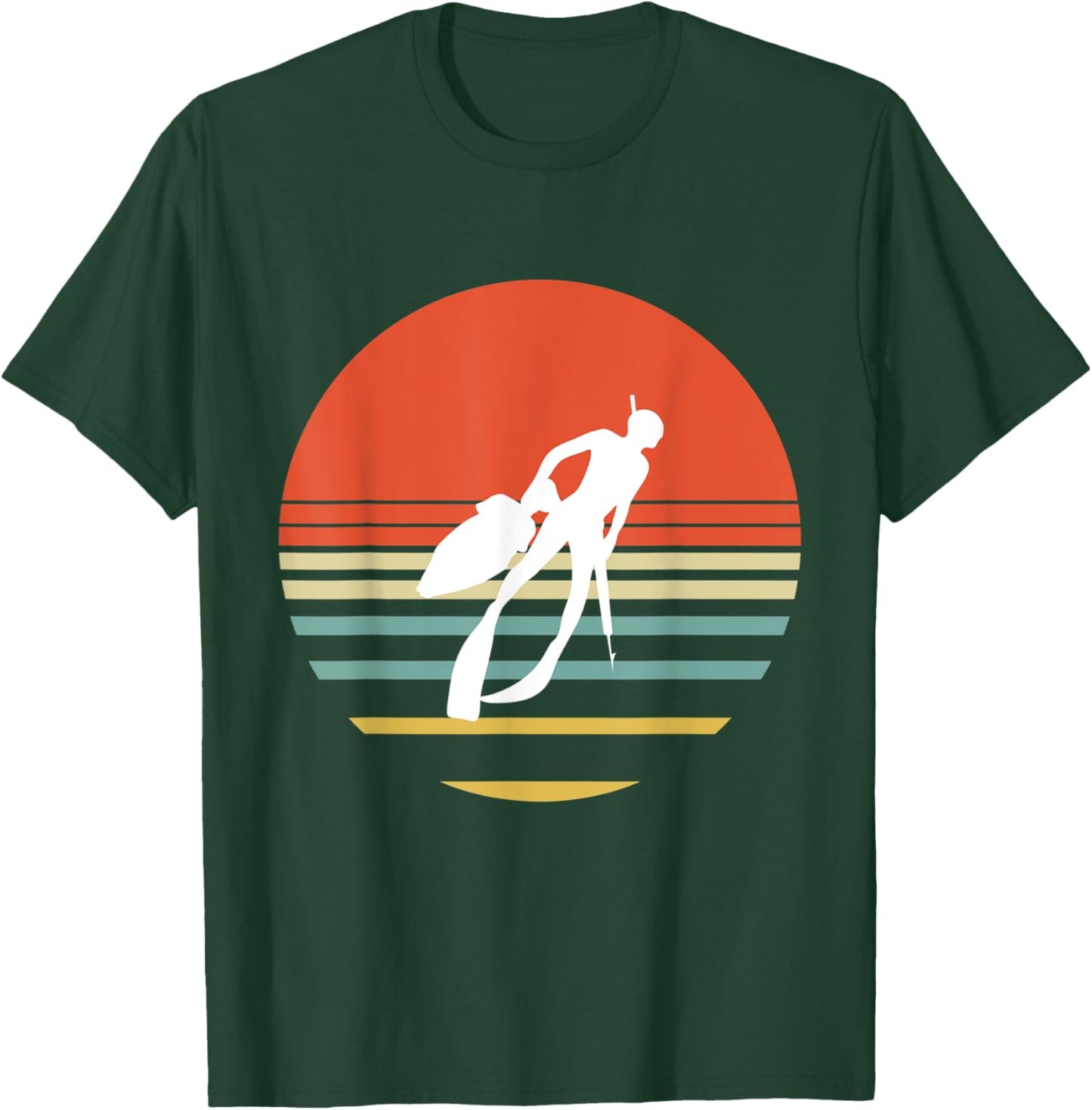 Retro Spearfishing Spearfisher Diving Fishing Scuba Diver T-Shirt - T-Shirt | Forest