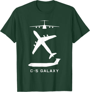 C-5 Galaxy Military Transport Plane Silhouettes T-Shirt - T-Shirt | Forest