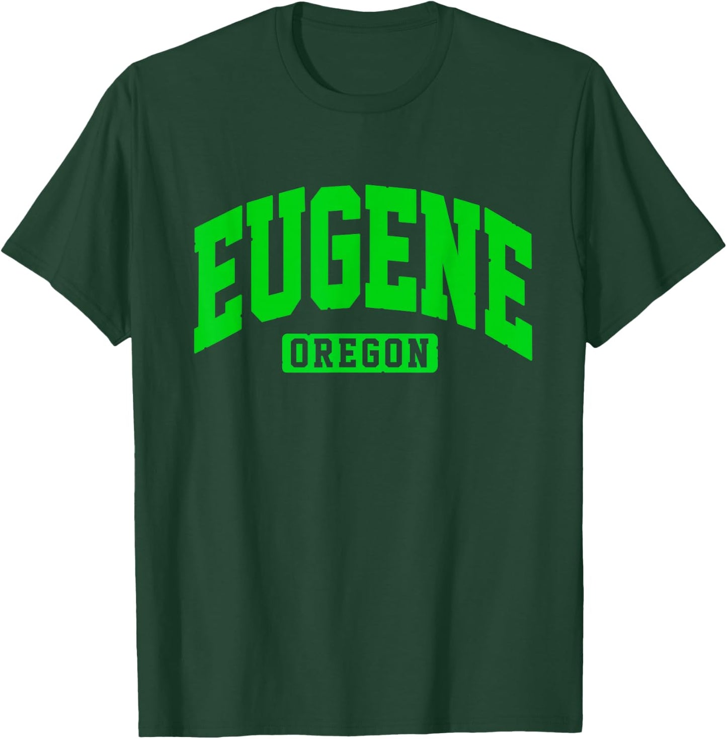 Eugene Oregon Green Block Athletic College Sports Team Style T-Shirt - T-Shirt | Forest