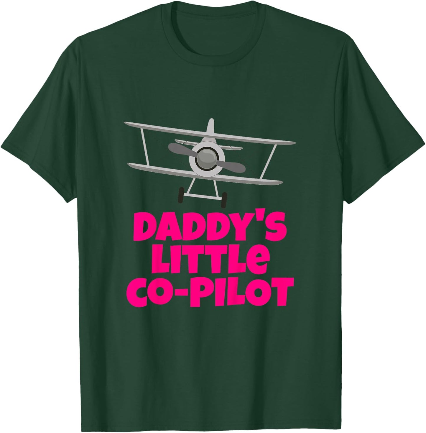 Kids Daddy's Little Co-Pilot Airplane Kids T-Shirt - T-Shirt | Forest