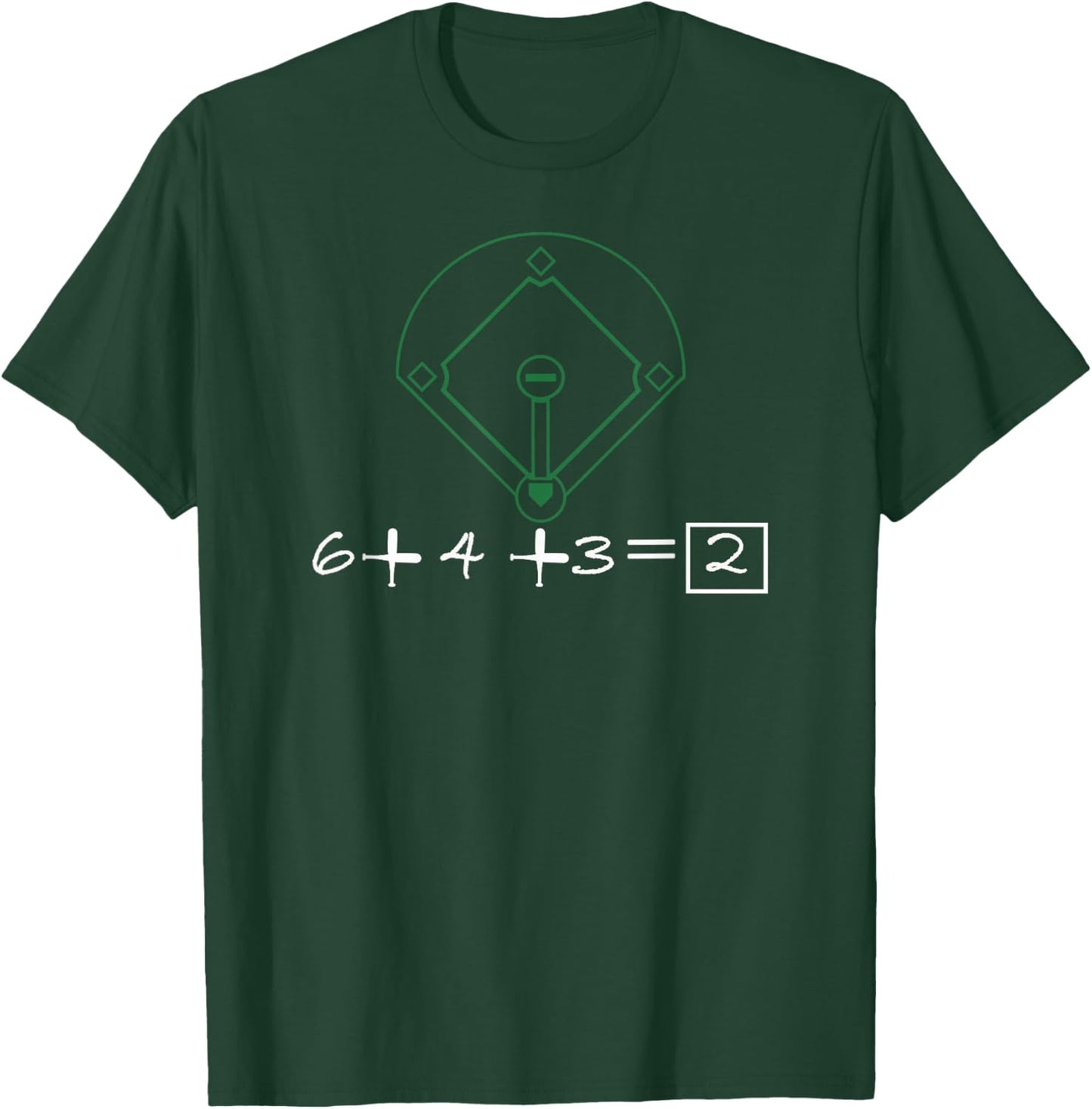 6 4 3 Double Play Funny Baseball Fan Math T-Shirt - T-Shirt | Forest