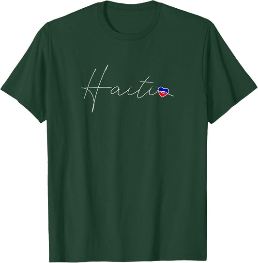 Haiti Love Haitian Flag and Heart on Haiti T-Shirt - T-Shirt | Forest