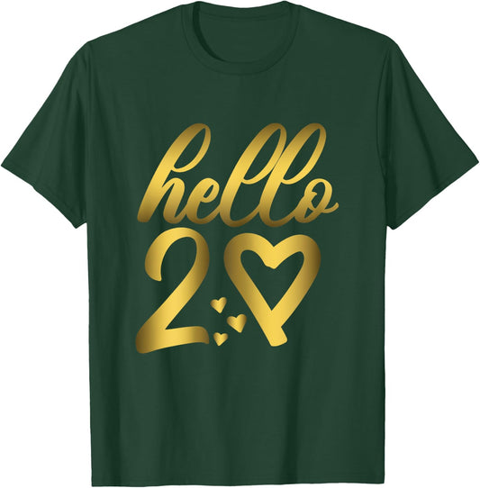 20th Birthday Cute Hello 20 Twenty Years Old T-Shirt - T-Shirt | Forest
