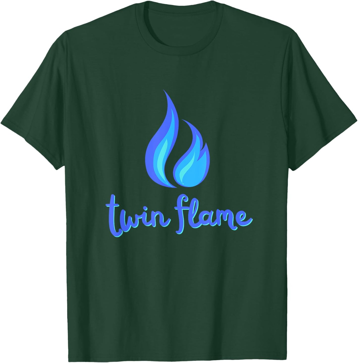 Twin Flame Soule Mate (Blue Fire Flame Cursive Design) T-Shirt - T-Shirt | Forest