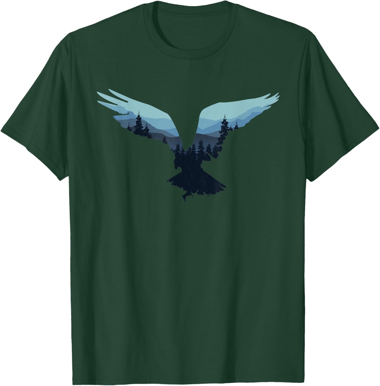 Beautiful Flying Eagle Night Sky Forest Bird Silhouette T-Shirt - T-Shirt | Forest