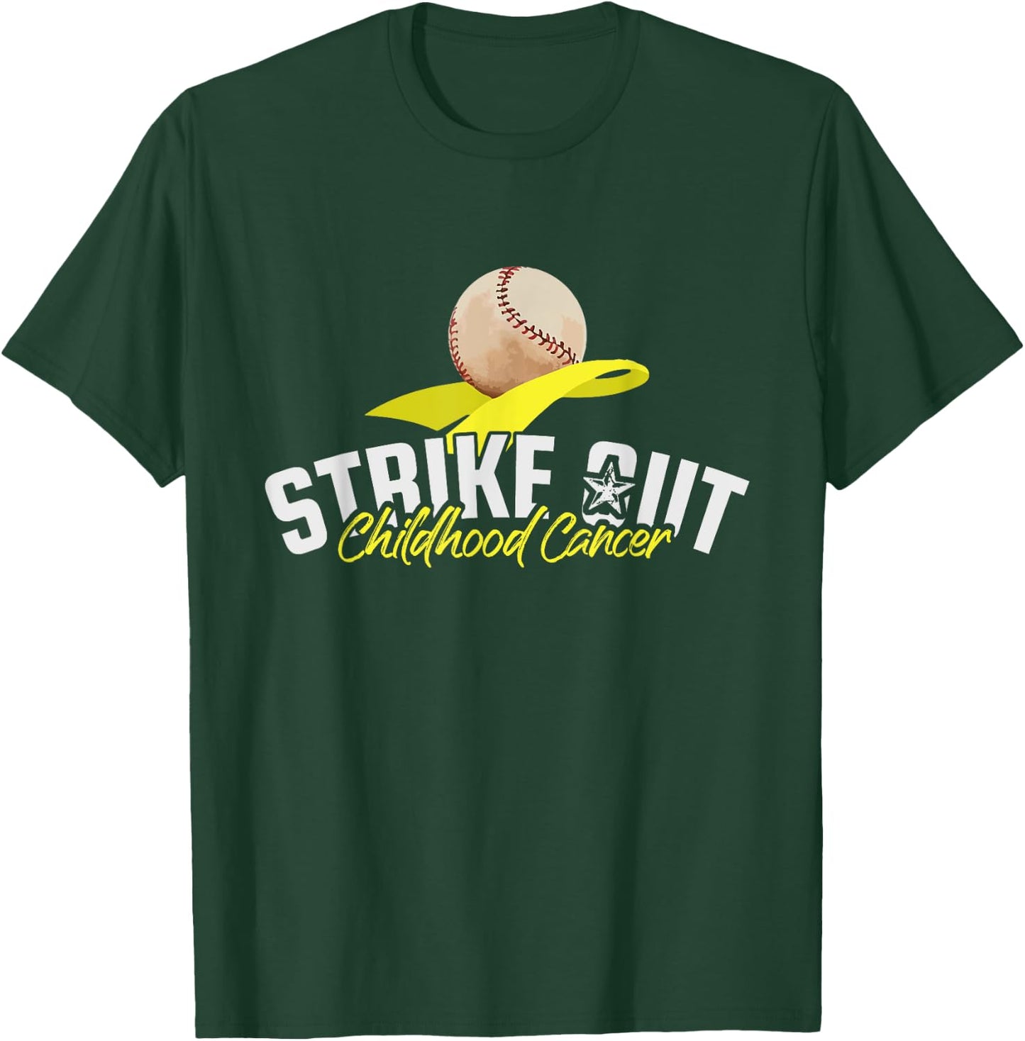 Strike Out Childhood Cancer Awareness Gold Ribbon Gift T-Shirt - T-Shirt | Forest
