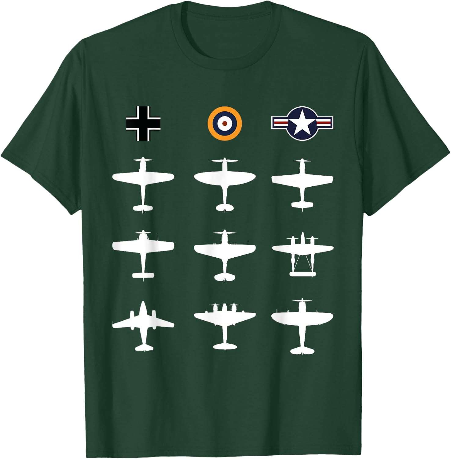 WW2 Warbird GATHERING Messerschmitt Mustang Spitfire Gift T-Shirt - T-Shirt | Forest