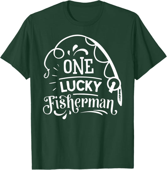 One Lucky Fisherman Matching Couples Fishing T-Shirt - T-Shirt | Forest