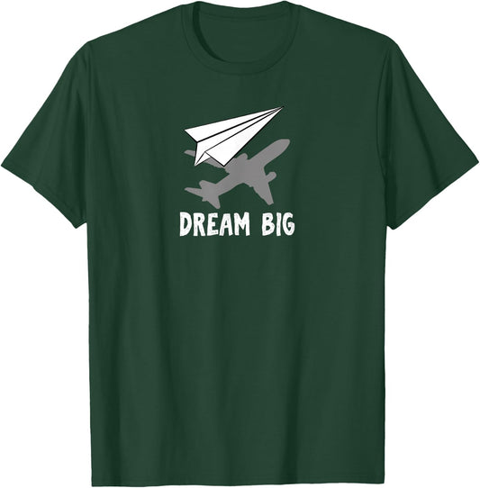 Motivational pilot Aerospace engineer Dream paper airplane T-Shirt - T-Shirt | Forest