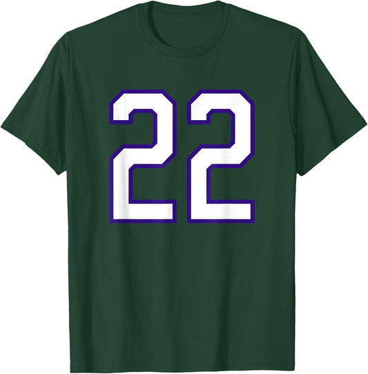 White Purple Sports Team Number #22 T-Shirt - T-Shirt | Forest