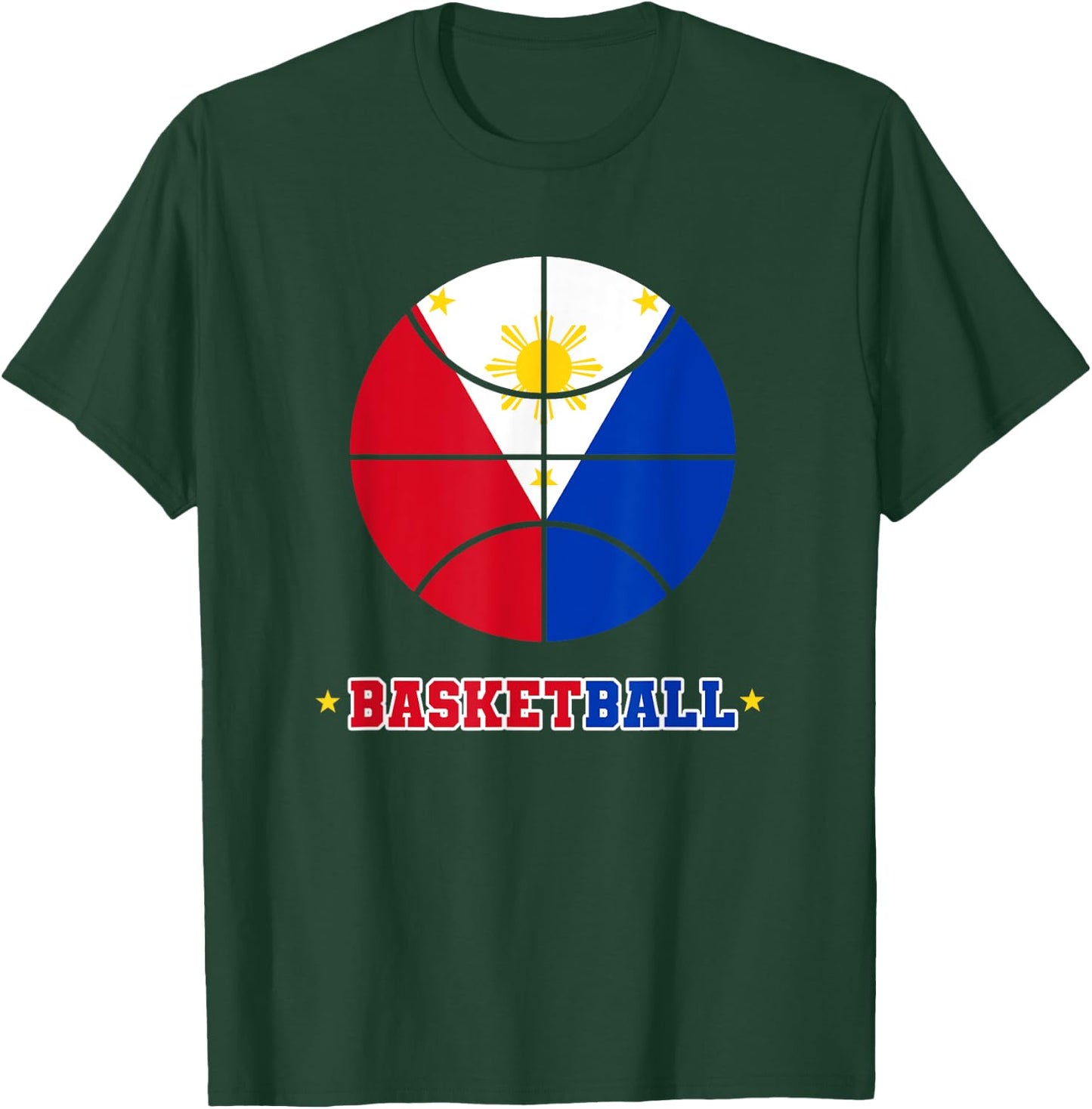 Philippines Filipino Sport Basketball Basket Ball Proud Flag T-Shirt - T-Shirt | Forest