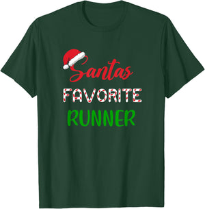 Santa's Favorite Runner Christmas Cross Country T-Shirt - T-Shirt | Forest