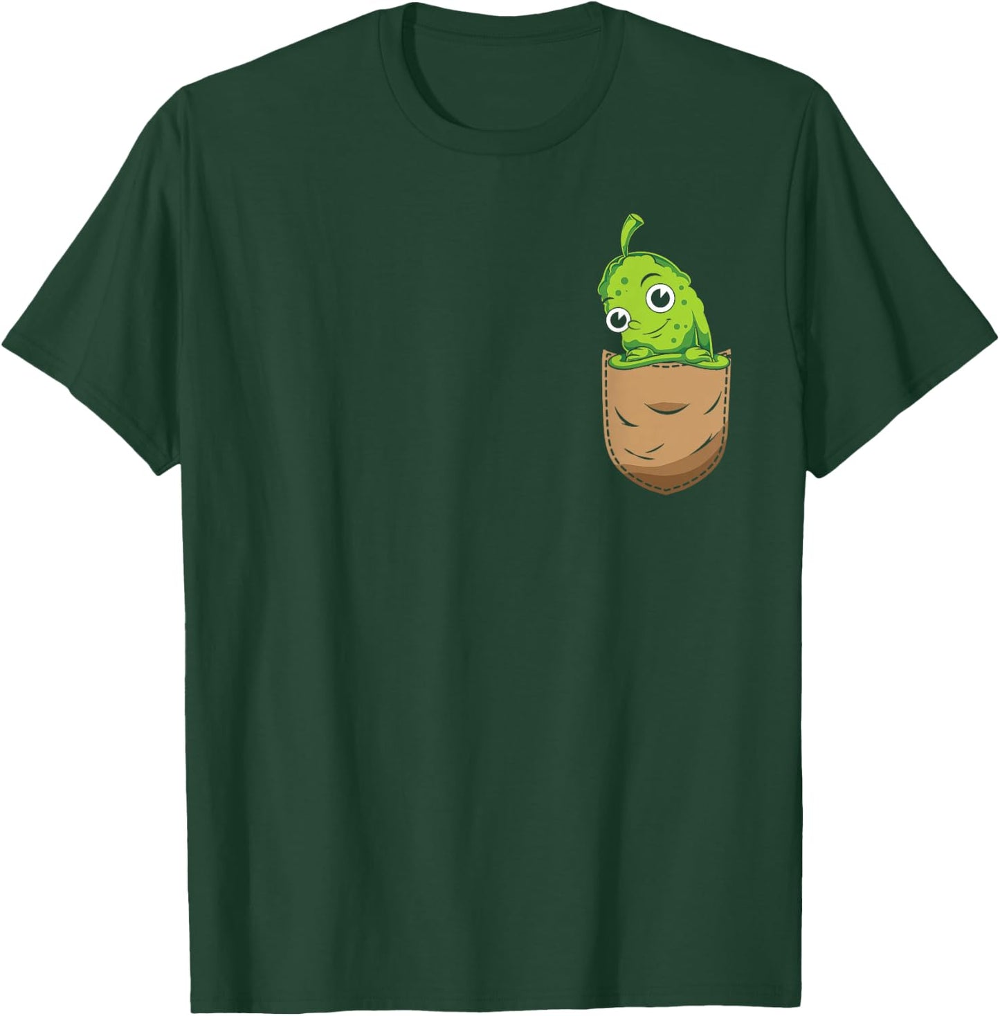 Cute Pocket Pickle Cucumber Vegetable Lover Funny Pickle T-Shirt - T-Shirt | Forest