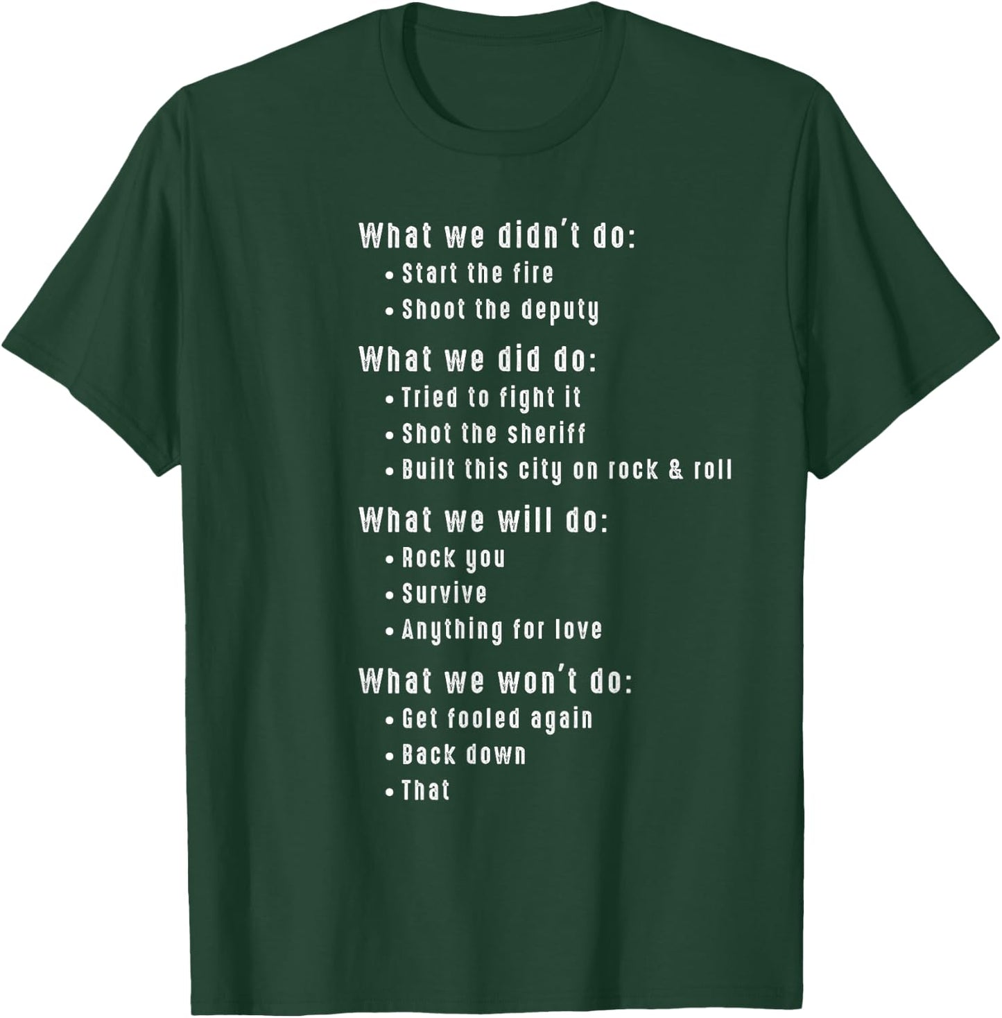 Funny 80s Rock Songs Music Lyrics Eighties 70s Rocker T-Shirt - T-Shirt | Forest