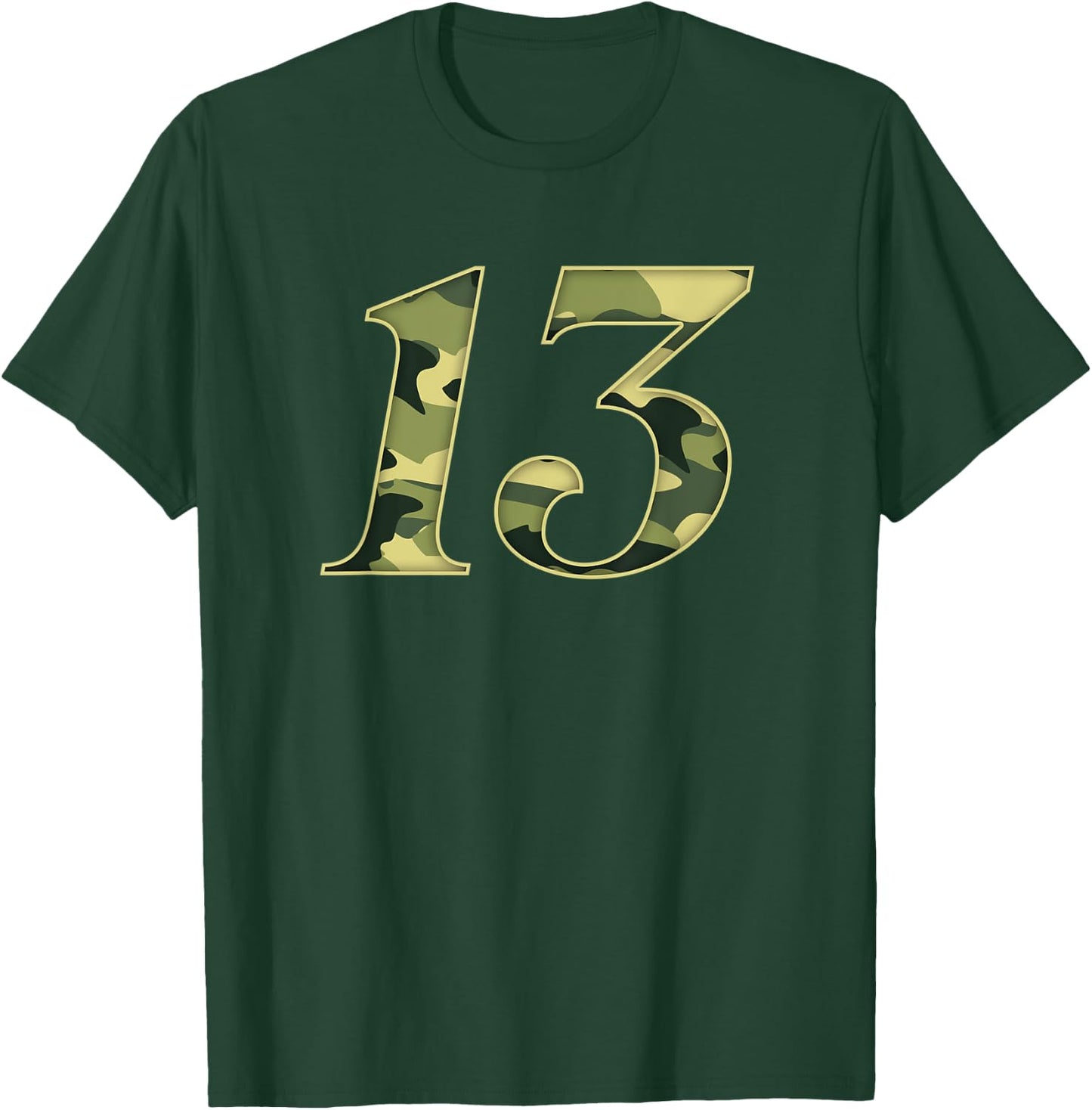 13th Birthday Soldier 13 Years Boy Girl Military Themed Camo T-Shirt - T-Shirt | Forest
