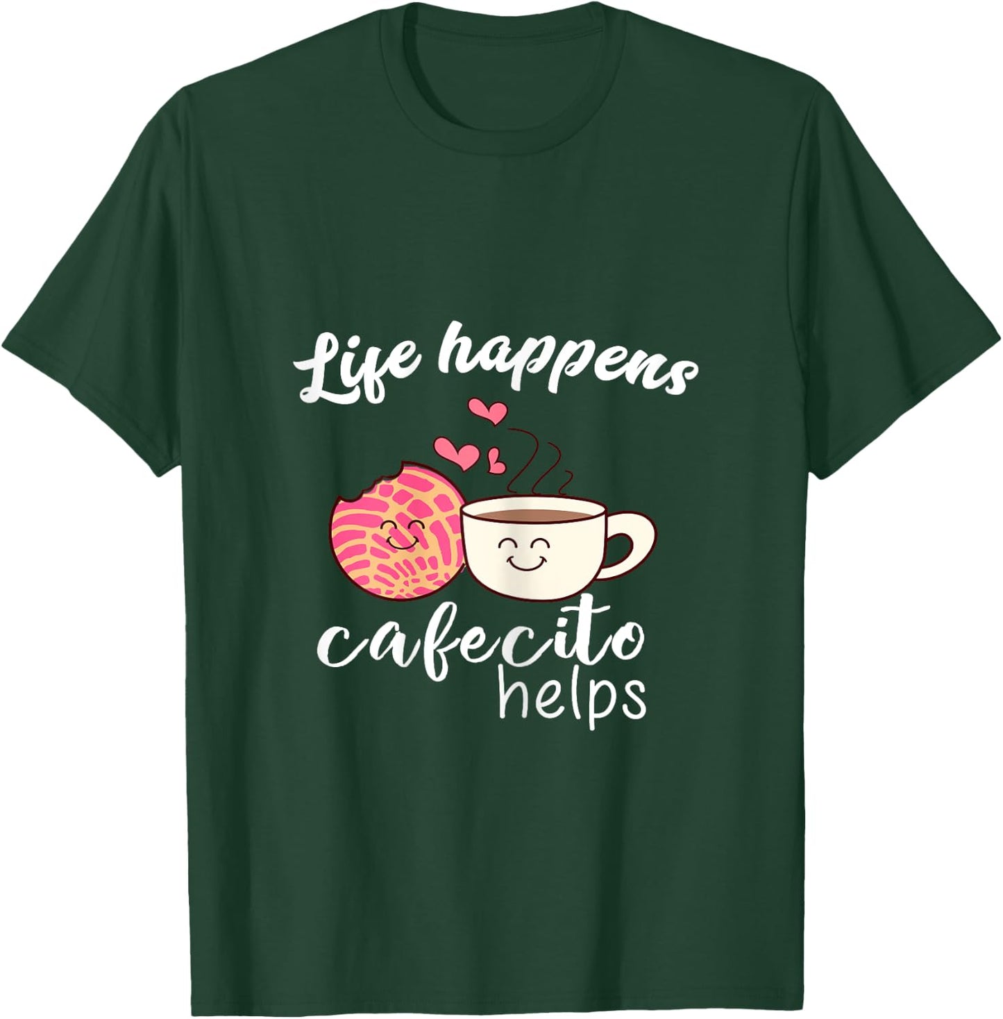 Cafe Conchas Funny Cute Spanish Pun Coffee T-Shirt - T-Shirt | Forest