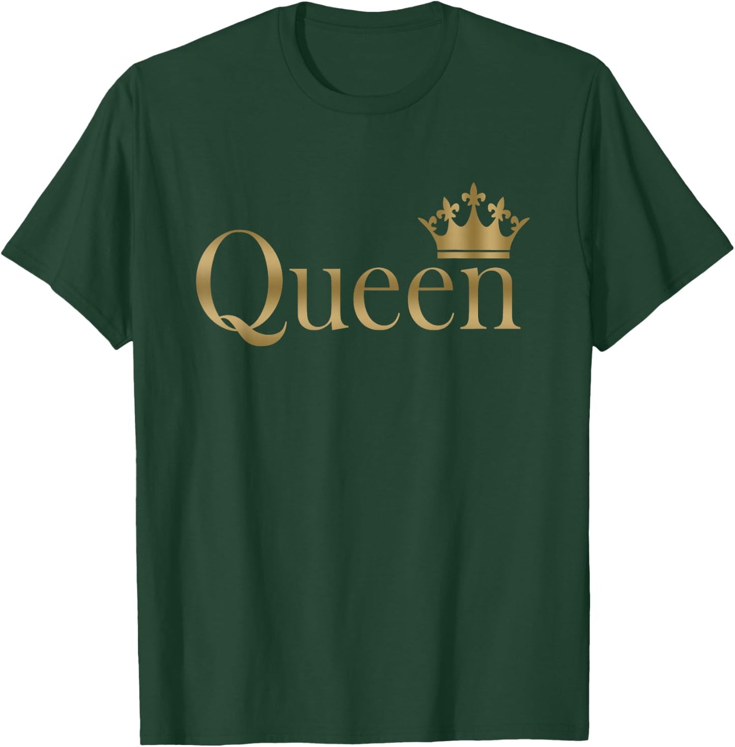 QUEEN Golden Crown Birthday Gold Matching Couple Gift T-Shirt - T-Shirt | Forest