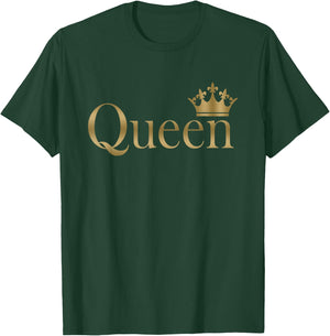 QUEEN Golden Crown Birthday Gold Matching Couple Gift T-Shirt - T-Shirt | Forest