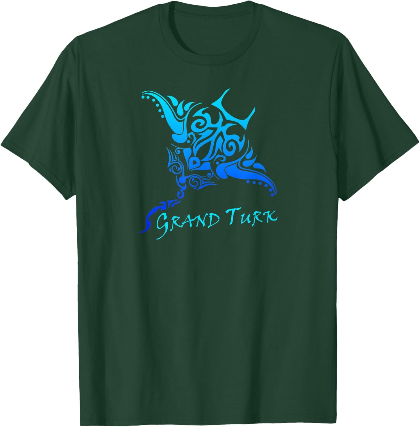 Grand Turk, Turks & Caicos Vintage Tribal Manta Ray Vacation T-Shirt - T-Shirt | Forest