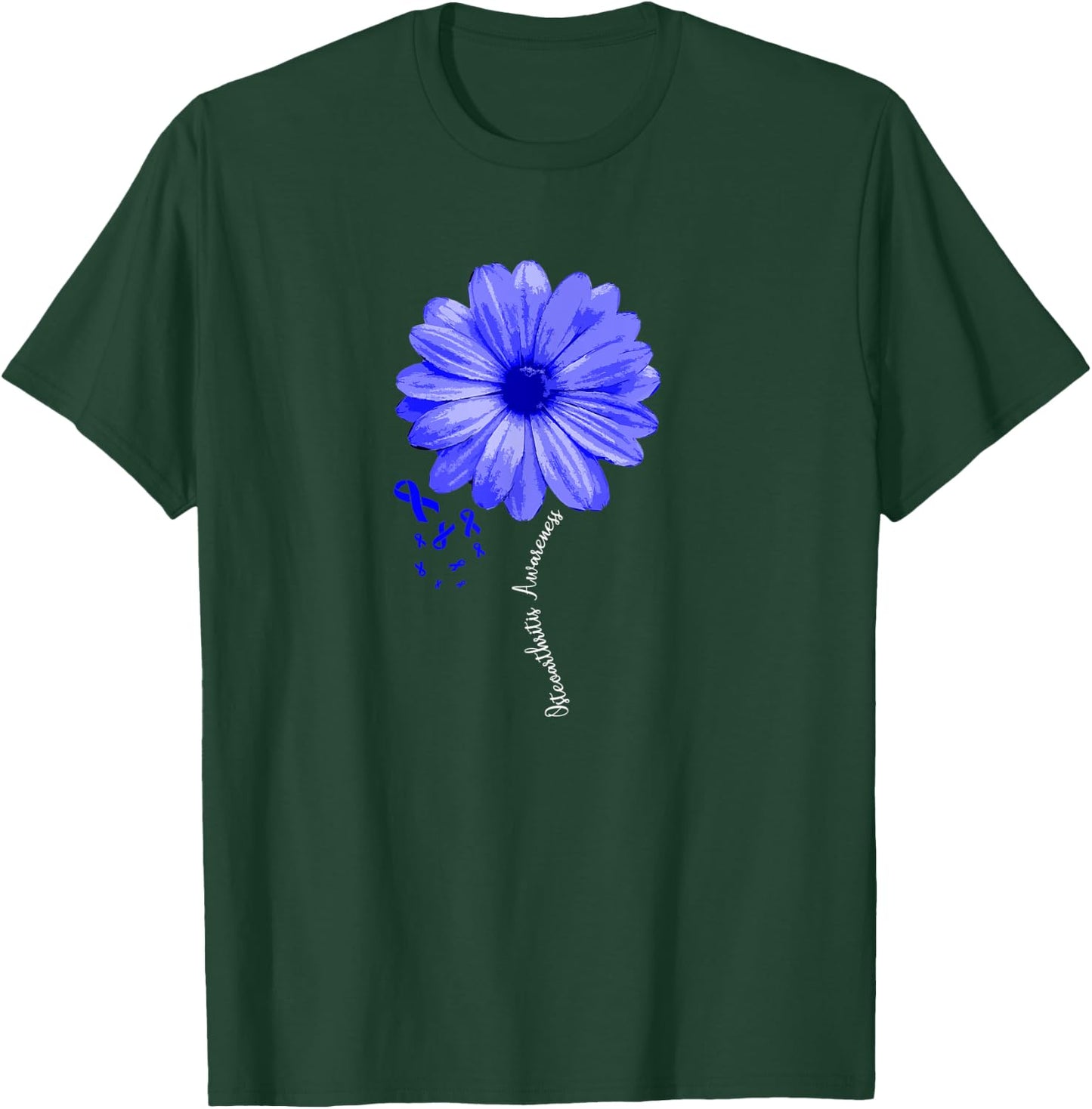 Osteoarthritis Awareness Warrior Pretty Ribbon T-Shirt - T-Shirt | Forest