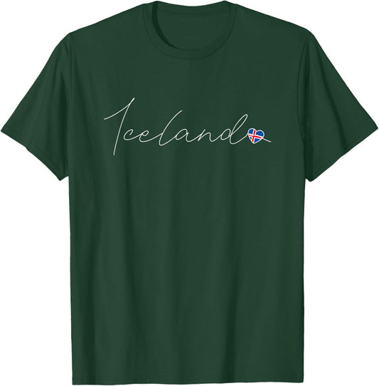 Ísland Simple Love Icelandic Flag Heart on Iceland T-Shirt - T-Shirt | Forest