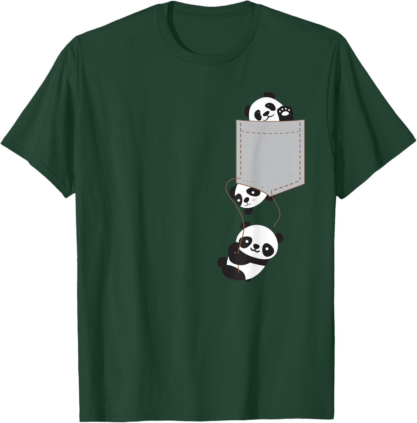 Cute Kawaii Baby Pandas In Pocket T-Shirt - T-Shirt | Forest