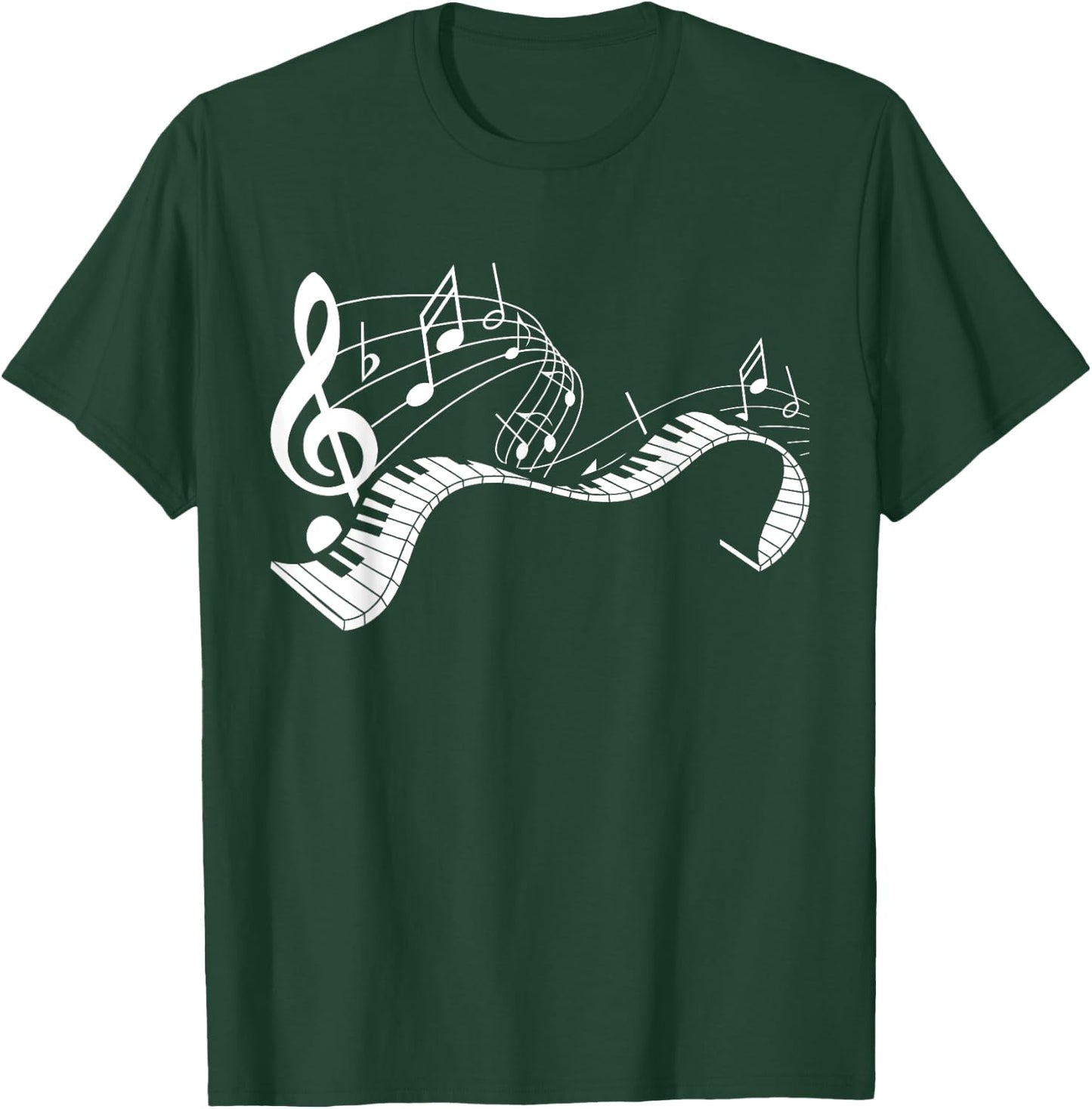 Music Notes Keyboard Pianist Classical Musician Piano T-Shirt - T-Shirt | Forest