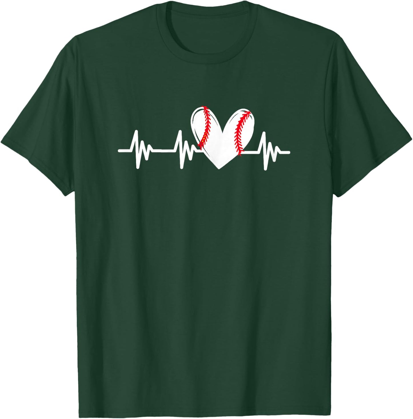 Heart Baseball Heartbeat Love Teens Tween Girls T-Shirt - T-Shirt | Forest
