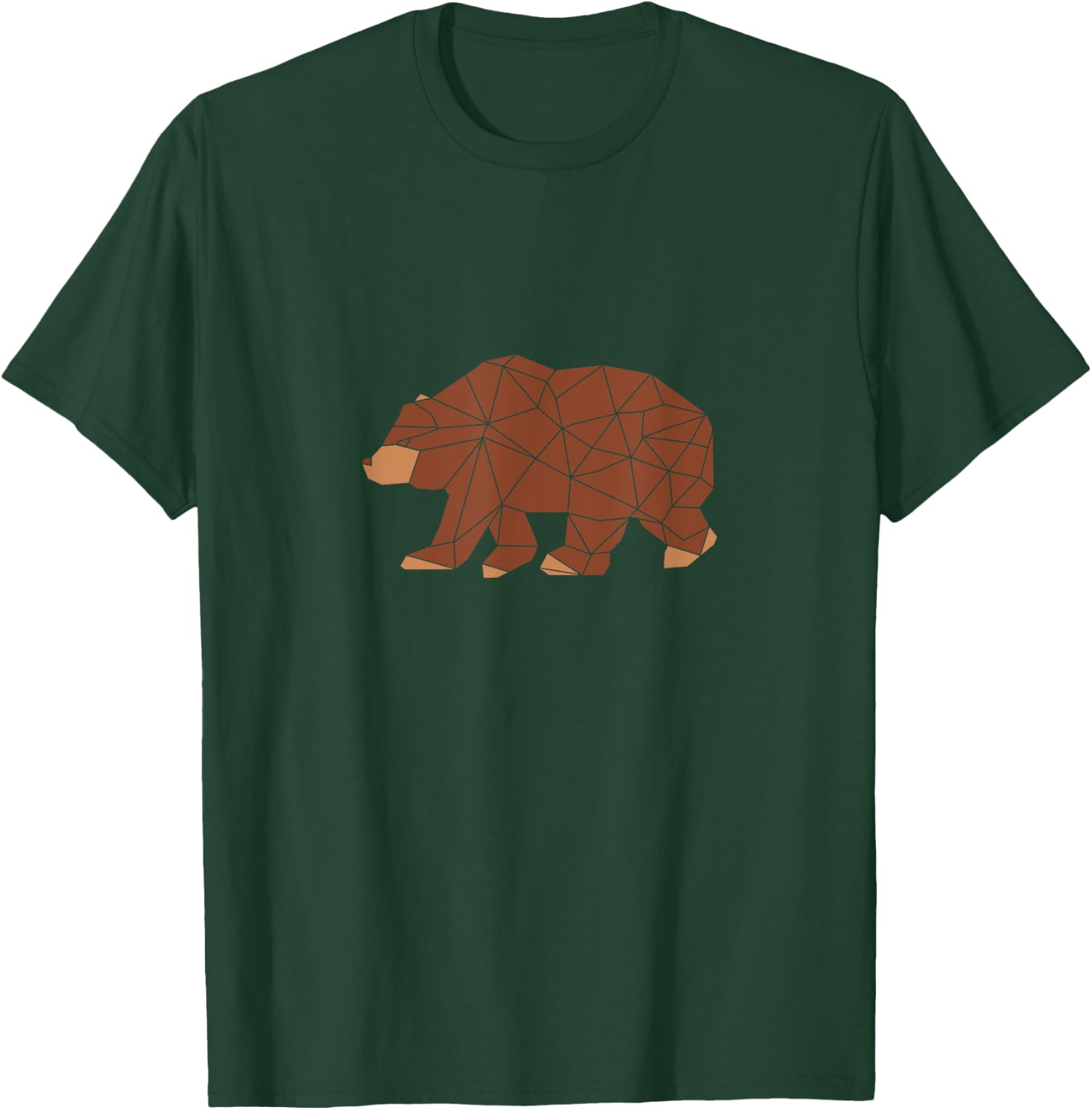 Geometric Polygon Versatile Brown Bear Gift T-Shirt - T-Shirt | Forest