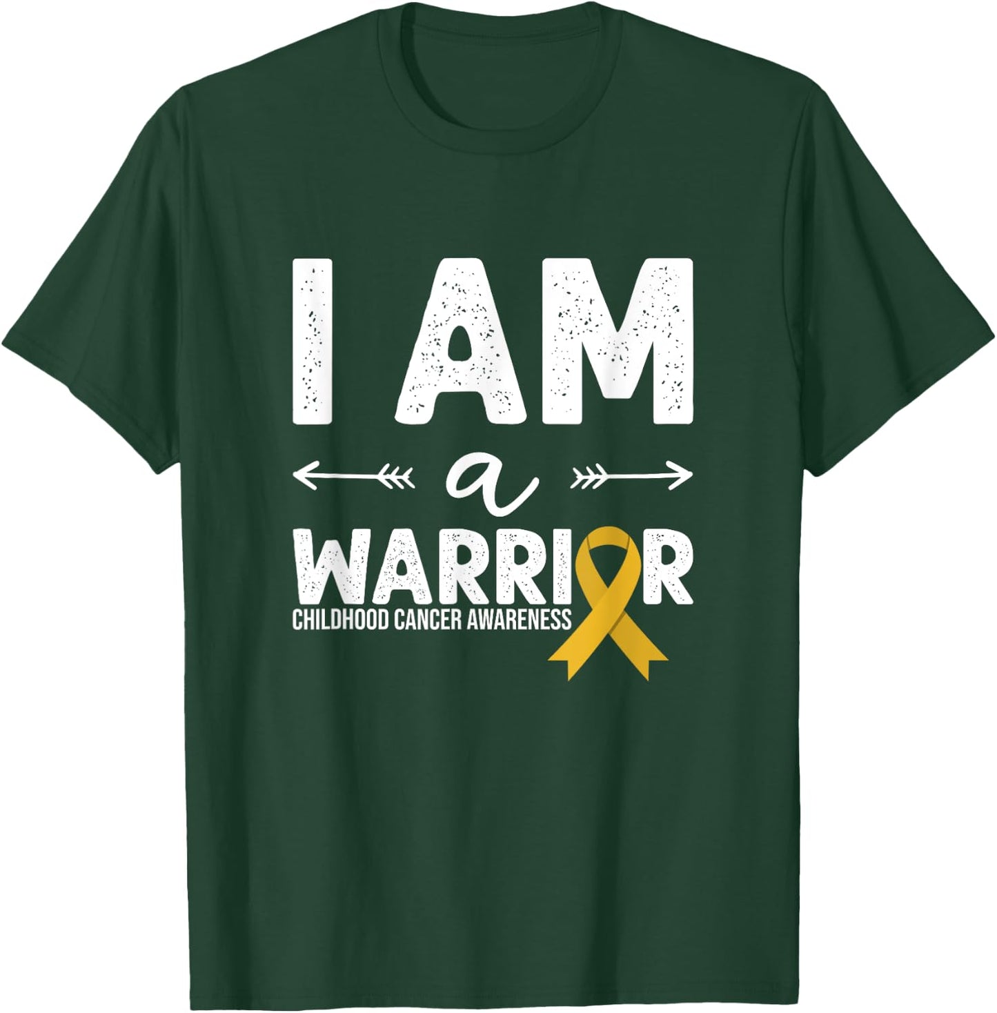 I Am A Warrior - Golden Ribbon Childhood Cancer Awareness T-Shirt - T-Shirt | Forest